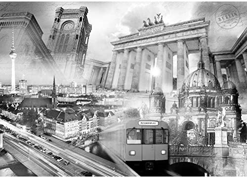 Runa Art Papier peint intissé 396 x 280 cm ville de Berlin | Toison Décoration Murale Salon Chambre á Coucherr | Fabrication Allemande | Noir et blanc 9456012c