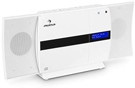 AUNA V-20 - Chaîne HiFi, Radio CD, Lecteur CD Radio, Tuner numérique Dab+ RDS, Récepteur FM, Fonction Bluetooth, Connectivité NFC, Télécommande Incluse - Blanc