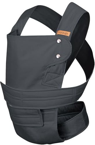 marsupi Classic Babytrage - Neugeborene von der Geburt bis zu 15 kg - Baby Erstaustattung - Klett-Verschluss - Leicht und Kompakt - Grey XL