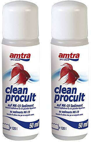 Amtra Clean Procult Set 2 Stück Lebend-Impfkulturen Aktive Filterbakterien Gesundes Aquarium Algen Wasser Fische Grundreinigung 2x50ml