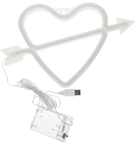 Uonlytech LED Cupid Bow Leuchtreklame LED Herz Neon Nachtlicht für Kinder Liebhaber für Schlafzimmer Wohnzimmer Wand Valentine Party (Rot)