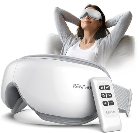 RENPHO Eyeris 1 - Augenmassagegerät mit Fernbedienung, Wärme, Vibration und Bluetooth Musik, Wiederaufladbar Eye Massager, Trockene Augen, Geschenke für Frau & Man