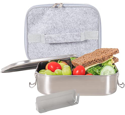 Gadgy Lunch Box en Acier Inoxydable | Convient pour la Préparation des Repas | Comprend un Sac Isolé et un Séparateur de Nourriture