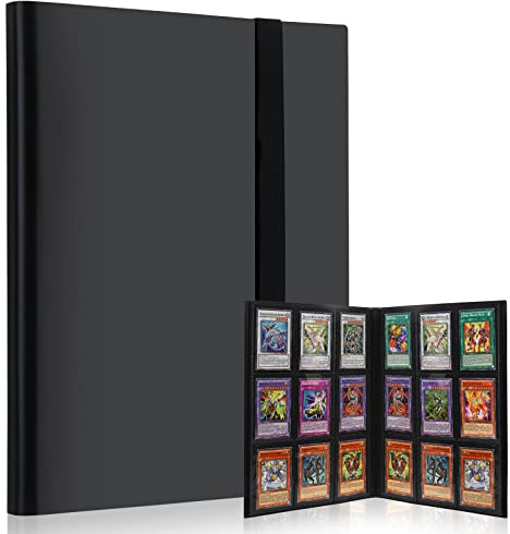 Lictin Álbum de para Cartas-Álbum de para Cartas coleccionista Negro para 396 Cartas 22 Paginas Transparente e impermeable Para Tarjetas de Tamaño Estándar(Negro)