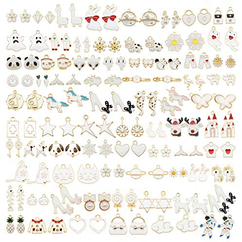 Julie Wang 70Pcs 35 Paare Emaille Charms Anhänger für Schmuckherstellung Bulk Lot Halskette Ohrringe Armband Handwerk DIY Fundstücke