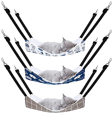Pedgot Hamaca reversible para colgar gatos con correas ajustables y ganchos de doble cara para mascotas, hamaca para colgar cama, reposo y dormir para animales pequeños, 50 x 45 cm