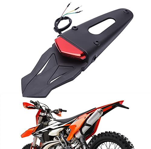 JMTBNO LED Motorrad Rücklicht E-geprüft mit Kennzeichen Halterung Rotem LED Bremslicht Weiße Kennzeichenbeleuchtung für Offroad-Motorräder Enduro Motocross Dirt Bikes (Rotes Glas)
