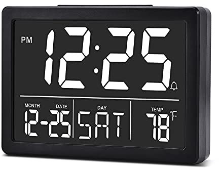 SZELAM Digital Alarm Clock With 5.5 Large LED Display - 6 Brightness Levels, Adjustable Volume, Date Temperature Display for Bedside Desk Bedroom