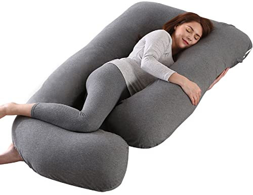 ShowyLive Schwangerschaftskissen zum Schlafen Seitenschläferkissen XXL Stillkissen mit Waschbarem Bezug für Schwangere und Jedermann mit Hüft- oder Rückenschmerzen (145x70cm, Schwarzgrau)