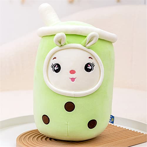 GLITZFAS Bubble Tea Kuscheltier,Bubble Tea Kissen Bubble Tea plüschtier Kuscheltier groß Plüschpuppen Teetasse Kissen Kinderspielzeug Geschenk (Mousse grün,35cm)