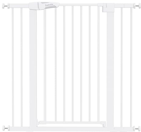 Babelio 36 Tall Dog Gate PressGuard C5, 26-40 Wide Auto Close Baby Gate, Pressure Mounted Metal Pet Gate, Easy Install No Drilling, No Tools Needed, with Wall Protectors and Extension Kits, White