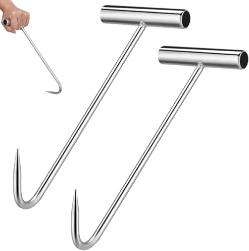 Manhole Cover Lifting Hook, 2Pcs T-Shape Pull Hook Lifting Tool Storm Drain Cover Drain Grate Lifter Storm Tool for Home Garden Street Shutter Doors Outdoor Grate and Lid Opening