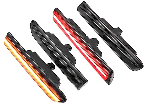 A ABSOPRO LED Side Marker Light 33655-SEP-A01 Front Rear Turn Signal Lights Fender Sidemarker Lamps for Acura TL Black Lens Amber Red LED Light 2 Pair
