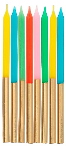 Folat 24256 Kuchen Kerzen Retro Metallic 10cm - 24 Stück Geburtstagskerzen für Geburtstag, Geburtstagsdeko, für Kinder Partys, Hochzeiten, Firmenfeiern, Jubiläen