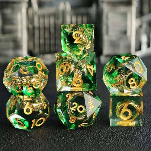 DND Würfel Set Herr der Ringe D4 D6 D8 D10 D% D12 D20 Handgefertigt Kunstharz Scharfkantige D&D Würfel für Dungeons und Dragons Pathfinder Rollenspiele Tischspiele RPG MTG Spiele mit Geschenkbox