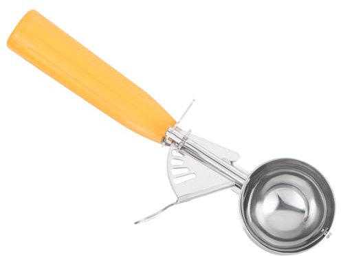 PATIKIL Cucharón para Helado de 1.6 Onzas con Gatillo, Cucharón de Acero Inoxidable para Porcionar Masa de Galletas y Batidos de Cupcakes, Amarillo