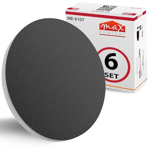 Maxkomfort 6er SET Treppenbeleuchtung LED schwarz 230V, Warmweiß 2,5W, Rund, Einbau Wandstrahler, Flur Nachtlicht - 6107-BK