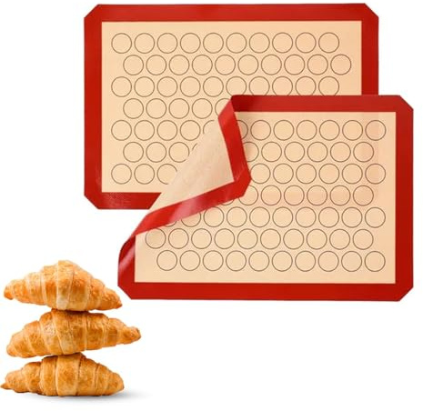 2 Pièces Tapis de Cuisson en Silicone, Tapis de Four en Silicone pour Le Biscuit et Macaron, sans BPA Anti-Adhérent Feuille de Cuisson Patisserie (42 x 29,5 cm)