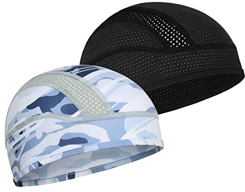 MELASA Cooling Fahrradmütze Unter Helm, Mesh Atmungsaktive Männer Frauen | Schnelltrocknend, ultra-leicht, perfekte Helmpassform ohne Druckstellen, Mesh-Belüftung für Radfahren Motorrad Laufen