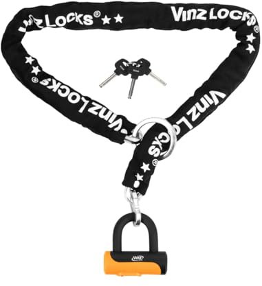 VINZ Tibba Kettenschloss ø8,3mm | ART 2 Zertifikat | Schloss für Fahrrad, E-Bike & hochwertiges Fahrrad & Fatbike | sicheres Fahrradschloss, durch Ring zusätzliche Reichweite, mit Loop | 90-200 cm