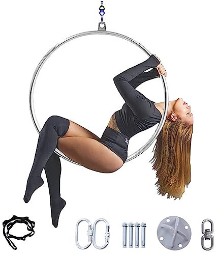 BESTXH Komplettes Aerial-Hoop-Set, Zirkusmanege-Set, Aerial-Yoga-AusrüStung FüR Aerial-Tanz, Yoga-Training, Single-Point-Hoops, Yoga-Hoop FüR Akrobatik-Auftritte,80cm