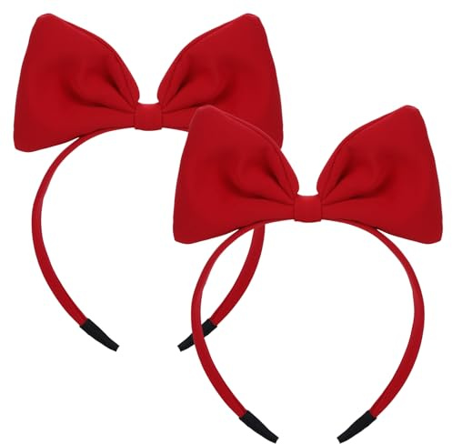WLLHYF 2-pack rött pannband med rosett stort pannband med rosett huvudbonad för kvinnor och flickor make-up hårband hårband hårtillbehör för fester och cosplay