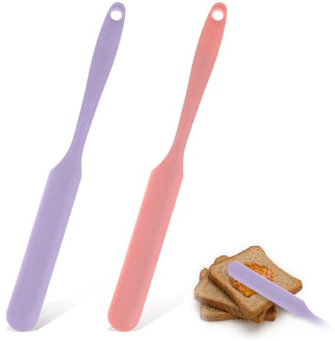 2 Pcs Mini Silicone Spatulas, Heat Resistant Non-Stick Baking Spatula Set for Mixing and Cooking