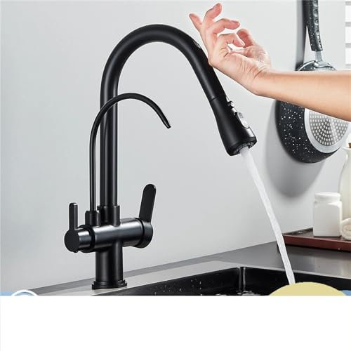 KHYTEBV Robinet de Cuisine, Filtre à capteur Tactile, Robinet de Cuisine 2 en 1, extincteur Noir, Double Mode, pulvérisateur, robinets d'évier pour mélange d'eau de Cuisine