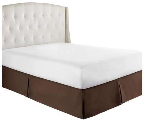 WJIAYAO Cache Sommiers Jupe de lit plissée Douce et Confortable avec Tissu Infroissable de 15 Pouces de Hauteur(Brown,140x 190 x 35 cm)