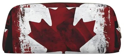 ASPOIJHN Vielseitiges Leder-Federmäppchen im Retro-Stil mit Kanada-Flagge, stilvolle Aufbewahrungstasche für Schule, Büro, Schreibwaren, Kosmetiktasche, Münzen, gold, Einheitsgröße, Krawattenetui
