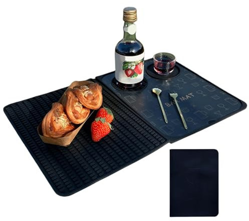 Barmatte für die Hausbar, Barmatten für Barkeeper - Barkeeper-Matte, Bar-Top-Matte | Silikon-Gläser-Abtropfmatte, rutschfest, Bar-Überlaufmatte, faltbar, Bar-Service-Matte für Arbeitsplatte und Tischp