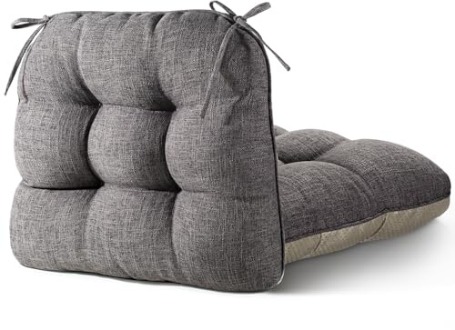 EDIMENS Booster Seat Pads for Dining Chairs (Set of 2) - 46cm x 46cm x 10cm Comfortable Dining Chair Cushions with Ties for Home, Garden, Living Room, Office, and Patio - Dack Grey