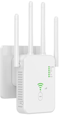 POFET WLAN-förlängare, WLAN-repeater, WLAN-förstärkare, 5 GHz och 2,4 GHz WLAN-booster med dubbla band för hemmet, internetbooster med Ethernet-anslutning, trådlös signalförstärkare för hemmet
