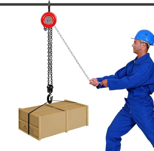 Susoso Kettenzug, Handkettenzug mit Handradschutz Tragfähigkeit 2T Maximale Hubhöhe 3m Sicherer Gebrauch für Fabriken Rot