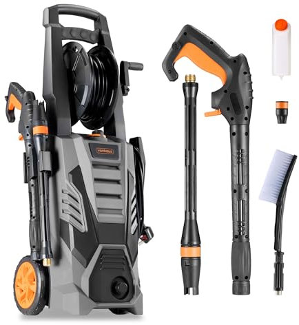 VonHaus Pressure Washer 2200W – Portable Power Washer for Patio, Car, Walls, Fences & More – Jet Wash Comes with Accessories and Attachments – 165 Bar Max Water Pressure, 6.8L Max Water Flow Per Min