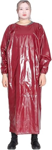 Reversible Coverall Long Sleeve Apron Chest Thickened Work Aprons Easy To Clean Industrial Apron Water Proof, Red, 125x100cm