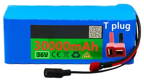 E-Bike Pedelec Akku 36V 30Ah Fahrrad Li-Ionen-Akkupack Eingebauter BMS Wasserdichter PVC-Akku 36V Elektro-Fahrrad Batterie für 200W 350W 500W Motor mit Ladegerät