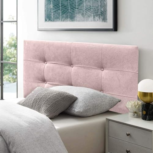 DecorQUALITY Cabeceros de Cama Button Deluxe Cabezal tapizado en Tejido Antimanchas Cabecero Acolchado Premium para Cama Dormitorio Rosa Palo 135 * 70 CM