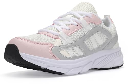 KKTOTO Womens Running Trainers Walking Shoes Breathable Mesh Sneaker Light Sports Gym Shoes Pink White 5 UK