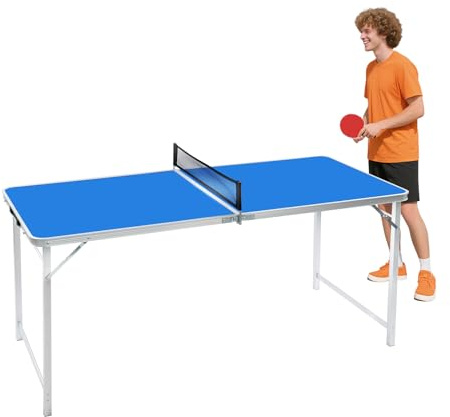 Mesa de Ping Pong Plegable al aire libre Interior Portátil Mesa de Ping-Pong con 2 raquetas y 3 bolas, Se utiliza para el hogar, escuela, sala de entretenimiento