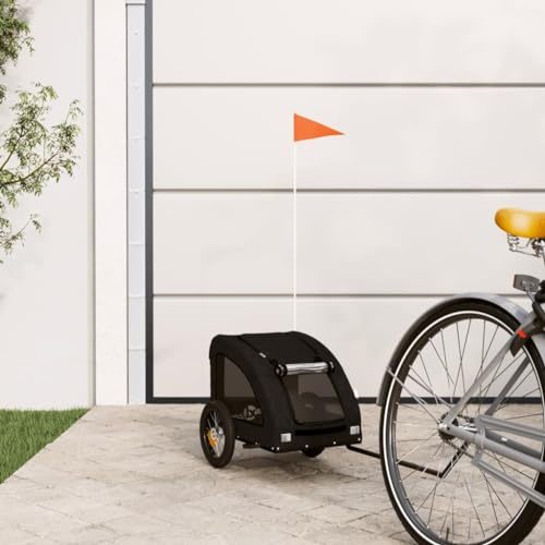 Nqyjm Rimorchio Bicicletta Cani Nero Oxford Tessuto e Ferro per Cani Gatti LH45939