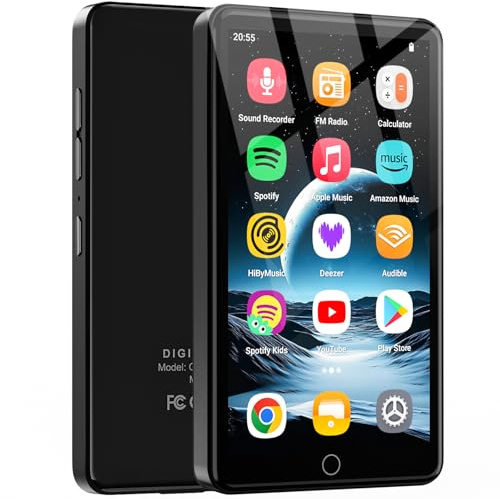 96GB MP3 Player mit Bluetooth und WiFi, 4.02“ IPS HD MP4 Player mit Lautsprechern, Musik Player für Kinder mit Android 13 OS, Android MP4 Player mit Spotify, Play Store