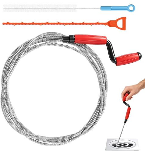 3PCS Auger Drain Snake Unblocker Wire Tools 5MX6MM Auger Toilet Unblocker | Flexible Spring Cleaner Pipe Plumbing Snake Drain Hair Clog Remover Cleaner Tool for Unblocking Toilets Sewer Kitchen