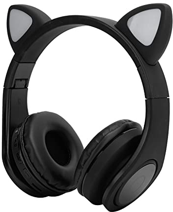 Sxhlseller Oreille de Chat Bluetooth, Casque sans Fil à Réduction de Bruit avec Lumière LED avec Microphone et Autonomie de 10 Heures, pour Enfants et Adultes, Musique Appelant K Song (Black)