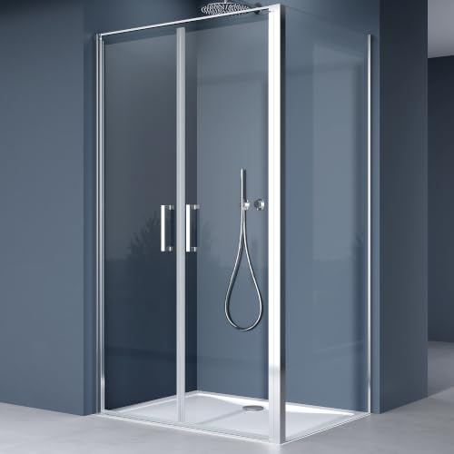 Sogood Eck-Duschkabine Eckdusche Ravenna36k 90x100x195cm Duschabtrennung ESG Sicherheitsglas Klarglas inkl. beidseitiger Easy-Clean-Beschichtung