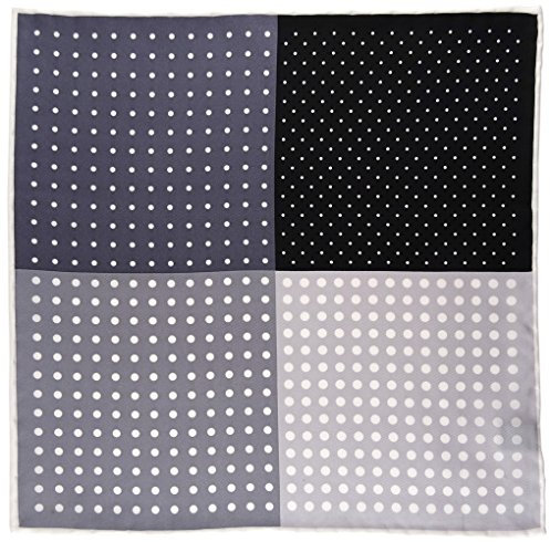 TigerTie Multi Einstecktuch in anthrazit grau silber schwarz weiss gepunktet - 100% Seide