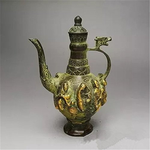 LH Antike Antiquitäten Bronze Verschiedene Kupfer Töpfe Bronze Ornamente Metall Handwerk Antik Acht Unsterblichkeit Krug Ornamente,A
