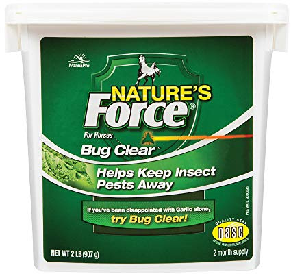 Manna Pro Nature’s Force Bug Clear Horse Supplement, Horse Care, Natural Insect & Fly Defense, Supports Skin & Coat Health, NASC Quality Seal, 2 lb Bucket