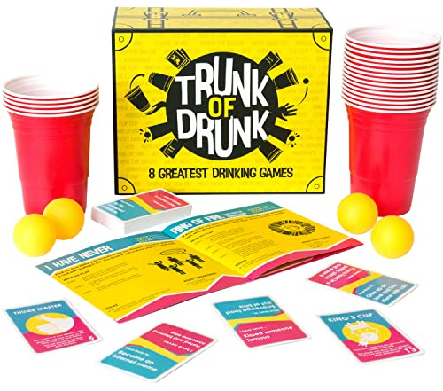 Trunk of Drunk - Fun Adult Party Game, Perfect for Drinking Games, Adult Board and Card Games, Funny Party Games for Adults with 12 Fun Drinking Games, Great Stocking Fillers
