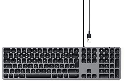SATECHI Aluminium USB Kabelgebundene Tastatur mit Ziffernblock – Für M2/ M1 MacBook Pro/Air, M2/ M1 iPad Pro/Air, M2 Mac mini, iMac M1 (DE Layout, Space Grau)